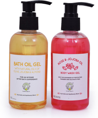 

Greenberry Organics Summer Bath Combo of Rose & Jojoba Oil Body Wash with Bath Oil Gel with oils of Almond, Jojoba & Olive (100% Natural) | Paraben, Sulphates & Phthalates Free (200 + 200 GMS)(440 g)