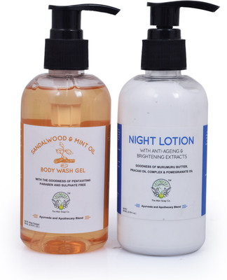 

Greenberry Organics Summer Bath Combo of Sandalwood & Mint Oil Body Wash Gel with Night Lotion with Anti Ageing & Brightening Extracts (100% Natural) | Paraben, Sulphates & Phthalates Free (200 + 200 GMS)(440 g)