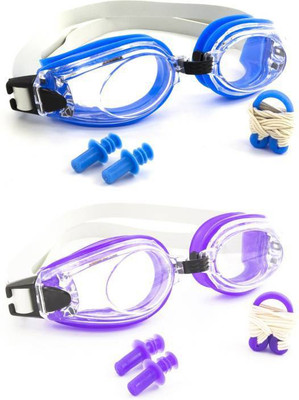 

BAANI INTERNATIONAL BEST QUALITY SWIMMING GOGGLE PACK OF 2 PCS Swimming Goggles(Purple), Blue & purple