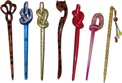 

Aanar Combo of Multi Color Juda Sticks Bun Stick(Multicolor)