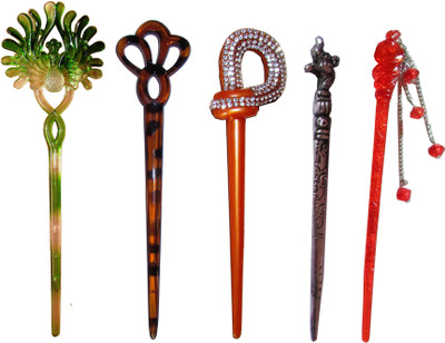 

The Ethnic Wears Combo of Multi Color Juda Sticks Bun Stick(Multicolor)