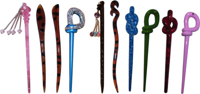 

Aanary Combo of Multi Color Juda Sticks Bun Stick(Multicolor)