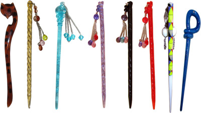 

Aanary Combo of Multi Color Juda Sticks Bun Stick(Multicolor)