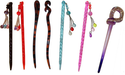 

Ripu Combo of Multi Color Juda Sticks Bun Stick(Multicolor)