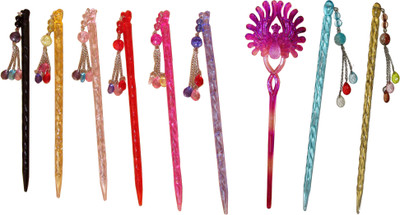

Aanar Combo of Multi Color Juda Sticks Bun Stick(Multicolor)