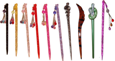 

Aanary Combo of Multi Color Juda Sticks Bun Stick(Multicolor)
