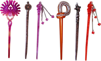 

The Ethnic Wears Combo of Multi Color Juda Sticks Bun Stick(Multicolor)