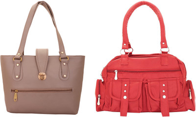 

Lady bar Shoulder Bag(Pink, Tan)