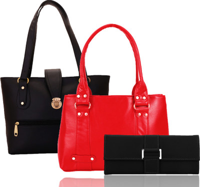 

Lady bar Hand-held Bag(Red, Black), Black;red