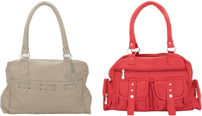 Lady bar Shoulder Bag(Pink, Grey), Grey;pink