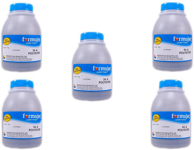 

FORMUJET 36A Polyester Toner Powder for Refilling Laser jet Toner Cartridge - HP 88A / 278A / 285A/ 35A / 36A Set of 5 bottles X 70 g Single Color Ink Toner(Black)