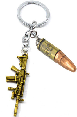 

Faynci Antique Golden AK 47 Rifle led Key Chain with Bullet for Army Weapon Lover Key Chain