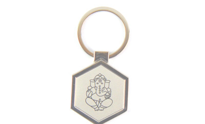 

Universal Aai Premium Hexagonal Shape Inside Lord Ganesha Metal Keychain Key Chain