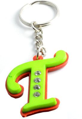 

Faynci Alphabet Letter T With attaractive diamonds Green Key Chain Key Chain