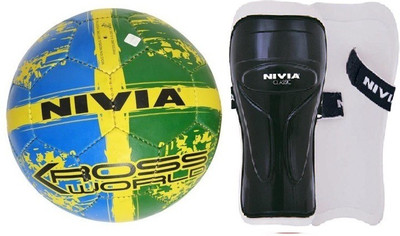 Nivia Combo of two- One 'Kross World' Football (Size-5) and one Pair of 'Classic' Shin Guard (Color on availability)- Football Kit available at flipkart for Rs.790