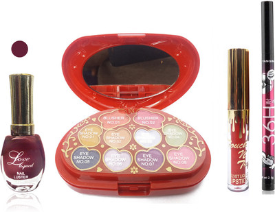 

femina09 cosmetics ads makeup kit maroon matte love nail polish red touch n try liquid lipstick 36h eye liner combo set 4