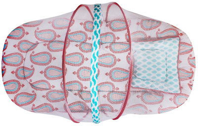 

Bacati Cotton Infants Paisley Coral Aqua Mattress With Net Small Mosquito Net(Multicolor)