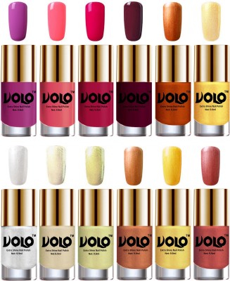 Volo Luxury Super Shine Nail Polish Set of 12 Vibrant Shades Combo-No-21 Hot Lava, Golden, Chrome Olive Green, Bronze Magnetic, Bright Plum, Light Golden, Moon Magenta, Metallic Silver, Wine, Gold Chrome, Red Gold, Pink Mania(Pack of 12)