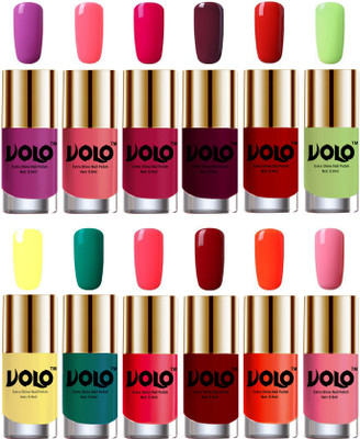 

Volo Luxury Super Shine Nail Polish Set of 12 Vibrant Shades Bright Plum, Pink Mania, Moon Magenta, Wine, Reddish Orange, Parrot Green, Yellow, Radium Green, Carrot Red, Red, Coral, Light Pink(Pack of 12)