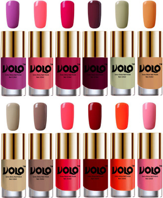 

Volo Luxury Super Shine Nail Polish Set of 12 Vibrant Shades Bright Plum, Pink Mania, Moon Magenta, Wine, Mischievous Mint, Flirty Nude, Nude, Dark Nude, Carrot Red, Red, Coral, Light Pink(Pack of 12)
