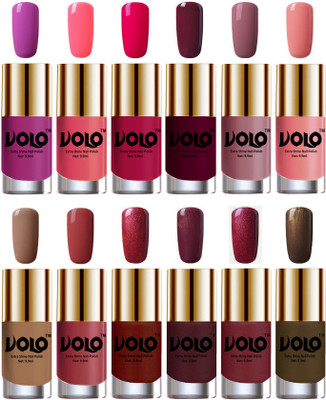 

Volo Luxury Super Shine Nail Polish Set of 12 Vibrant Shades Bright Plum, Pink Mania, Moon Magenta, Wine, Nudes Spring, Candy Cotton, Dark Nude, Tan, Lava Lust, Shimmer Coffee, Metallic Red, Gold, Metallic Coffee(Pack of 12)
