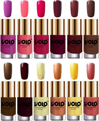 

Volo Luxury Super Shine Nail Polish Set of 12 Vibrant Shades Bright Plum, Pink Mania, Moon Magenta, Wine, Metallic Maroon, Chocolate Brown, Brown Coffee, Maroon, Chrome Olive Green, Bronze Magnetic, Gold Chrome, Hot Lava(Pack of 12)