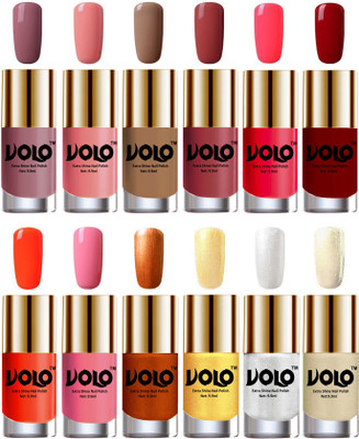 

Volo Luxury Super Shine Nail Polish Set of 12 Vibrant Shades Nudes Spring, Candy Cotton, Dark Nude, Tan, Carrot Red, Red, Coral, Light Pink, Red Gold, Golden, Metallic Silver, Light Golden(Pack of 12)