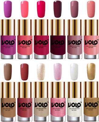 

Volo Luxury Super Shine Nail Polish Set of 12 Vibrant Shades Bright Plum, Pink Mania, Moon Magenta, Wine, Nudes Spring, Candy Cotton, Dark Nude, Tan, Chrome Rust, Metallic Pink, Pearly White Chrome, Golden(Pack of 12)