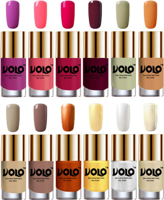 

Volo Luxury Super Shine Nail Polish Set of 12 Vibrant Shades Bright Plum, Pink Mania, Moon Magenta, Wine, Mischievous Mint, Flirty Nude, Nude, Dark Nude, Red Gold, Golden, Metallic Silver, Light Golden(Pack of 12)
