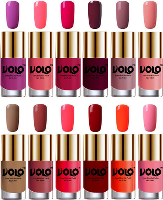

Volo Luxury Super Shine Nail Polish Set of 12 Vibrant Shades Bright Plum, Pink Mania, Moon Magenta, Wine, Nudes Spring, Candy Cotton, Dark Nude, Tan, Carrot Red, Red, Coral, Light Pink(Pack of 12)