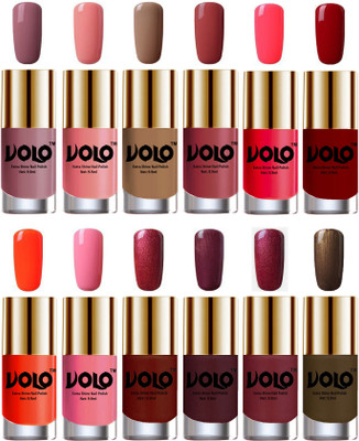 

Volo Luxury Super Shine Nail Polish Set of 12 Vibrant Shades Nudes Spring, Candy Cotton, Dark Nude, Tan, Carrot Red, Red, Coral, Light Pink, Lava Lust, Shimmer Coffee, Metallic Red, Gold, Metallic Coffee(Pack of 12)