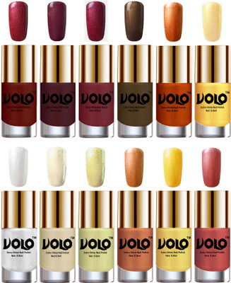 

Volo Luxury Super Shine Nail Polish Set of 12 Vibrant Shades Lava Lust, Shimmer Coffee, Metallic Red, Gold, Metallic Coffee, Red Gold, Golden, Metallic Silver, Light Golden, Chrome Olive Green, Bronze Magnetic, Gold Chrome, Hot Lava(Pack of 12)