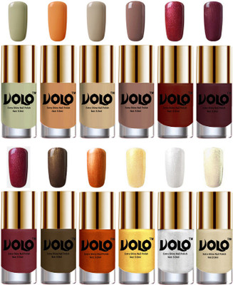

Volo Luxury Super Shine Nail Polish Set of 12 Vibrant Shades Mischievous Mint, Flirty Nude, Nude, Dark Nude, Lava Lust, Shimmer Coffee, Metallic Red, Gold, Metallic Coffee, Red Gold, Golden, Metallic Silver, Light Golden(Pack of 12)