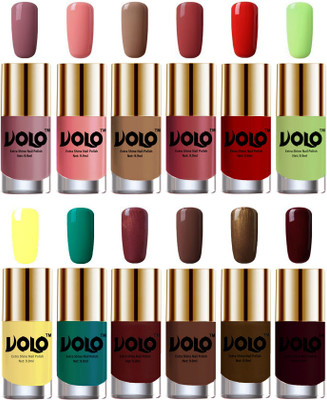 

Volo Luxury Super Shine Nail Polish Set of 12 Vibrant Shades Nudes Spring, Candy Cotton, Dark Nude, Tan, Reddish Orange, Parrot Green, Yellow, Radium Green, Metallic Maroon, Chocolate Brown, Brown Coffee, Maroon(Pack of 12)