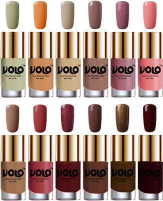 

Volo Luxury Super Shine Nail Polish Set of 12 Vibrant Shades Mischievous Mint, Flirty Nude, Nude, Dark Nude, Nudes Spring, Candy Cotton, Dark Nude, Tan, Metallic Maroon, Chocolate Brown, Brown Coffee, Maroon(Pack of 12)