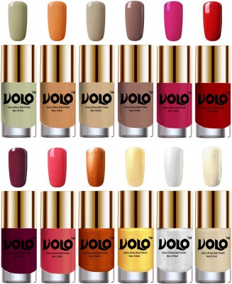 

Volo Luxury Super Shine Nail Polish Set of 12 Vibrant Shades Mischievous Mint, Flirty Nude, Nude, Dark Nude, Passion Pink, Red, Light Wine, Light Pink, Red Gold, Golden, Metallic Silver, Light Golden(Pack of 12)