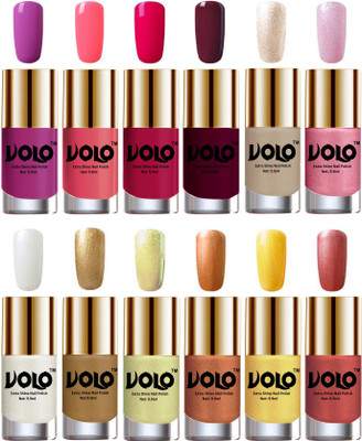 

Volo Luxury Super Shine Nail Polish Set of 12 Vibrant Shades Bright Plum, Pink Mania, Moon Magenta, Wine, Chrome Rust, Metallic Pink, Pearly White Chrome, Golden, Chrome Olive Green, Bronze Magnetic, Gold Chrome, Hot Lava(Pack of 12)