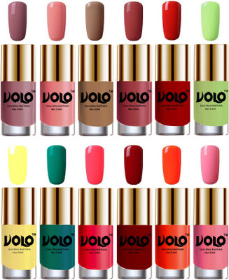 

Volo Luxury Super Shine Nail Polish Set of 12 Vibrant Shades Nudes Spring, Candy Cotton, Dark Nude, Tan, Reddish Orange, Parrot Green, Yellow, Radium Green, Carrot Red, Red, Coral, Light Pink(Pack of 12)