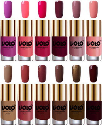 

Volo Luxury Super Shine Nail Polish Set of 12 Vibrant Shades Bright Plum, Pink Mania, Moon Magenta, Wine, Nudes Spring, Candy Cotton, Dark Nude, Tan, Metallic Maroon, Chocolate Brown, Brown Coffee, Maroon(Pack of 12)