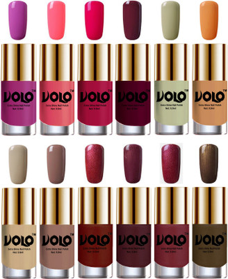 

Volo Luxury Super Shine Nail Polish Set of 12 Vibrant Shades Bright Plum, Pink Mania, Moon Magenta, Wine, Mischievous Mint, Flirty Nude, Nude, Dark Nude, Lava Lust, Shimmer Coffee, Metallic Red, Gold, Metallic Coffee(Pack of 12)