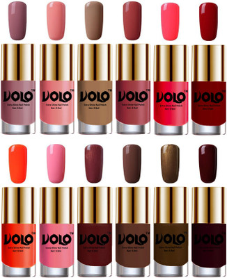

Volo Luxury Super Shine Nail Polish Set of 12 Vibrant Shades Nudes Spring, Candy Cotton, Dark Nude, Tan, Carrot Red, Red, Coral, Light Pink, Metallic Maroon, Chocolate Brown, Brown Coffee, Maroon(Pack of 12)