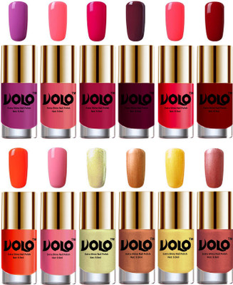 

Volo Luxury Super Shine Nail Polish Set of 12 Vibrant Shades Bright Plum, Pink Mania, Moon Magenta, Wine, Carrot Red, Red, Coral, Light Pink, Chrome Olive Green, Bronze Magnetic, Gold Chrome, Hot Lava(Pack of 12)