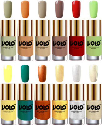 

Volo Luxury Super Shine Nail Polish Set of 12 Vibrant Shades Mischievous Mint, Flirty Nude, Nude, Dark Nude, Reddish Orange, Parrot Green, Yellow, Radium Green, Red Gold, Golden, Metallic Silver, Light Golden(Pack of 12)
