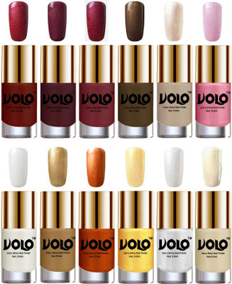 

Volo Luxury Super Shine Nail Polish Set of 12 Vibrant Shades Lava Lust, Shimmer Coffee, Metallic Red, Gold, Metallic Coffee, Chrome Rust, Metallic Pink, Pearly White Chrome, Golden, Red Gold, Golden, Metallic Silver, Light Golden(Pack of 12)