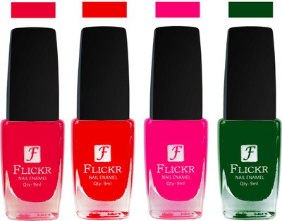 

Flickr EXTRA SHINE and SPEED DRY Nail Polish Sweet Pink,Red,Bright Pink,Green(Pack of 4)
