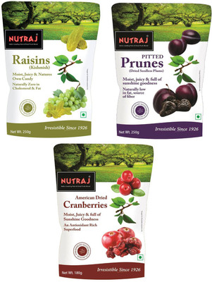 

Nutraj Delicious Dried Fruits Combo Pack 680g Cranberries, Prunes, Raisins(680 g, Pouch)