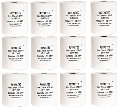 

Royaltec Set of 12 of 75 GSM Unruled 79MMX50Mtr Thermal Paper(Set of 12, White)