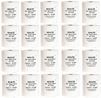 

Royaltec Set of 20 of 75 GSM Unruled 79MMX50Mtr Thermal Paper(Set of 20, White)