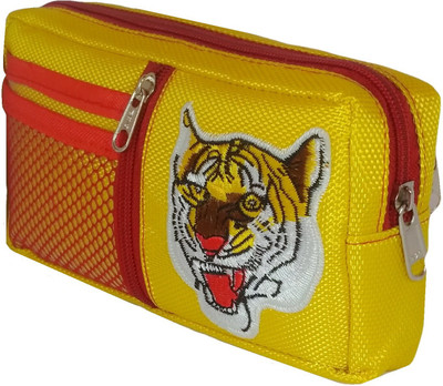 

Monte Polo Kids Yellow Yellow Tiger Art Canvas Pencil Box(Set of 1, Yellow)