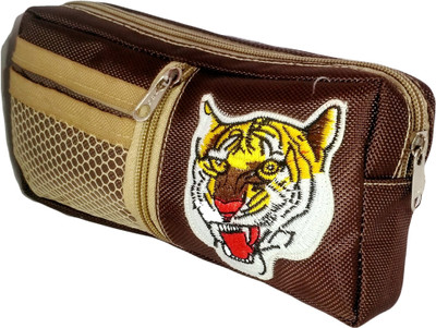 

Monte Polo Bn.Tiger Brown Tiger Art Canvas Pencil Box(Set of 1, Brown)
